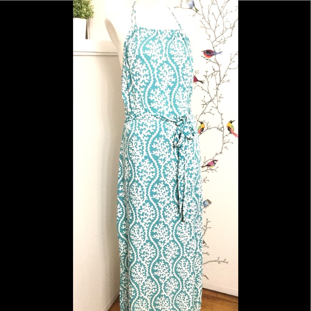 Ava Lynn Turquoise White Coral Reef Pattern Maxi